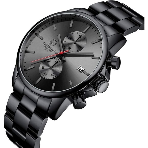 GOLDEN HOUR Men's Watches with Black Stainless Steel and Metal Casual Waterproof - Picture 2 of 7